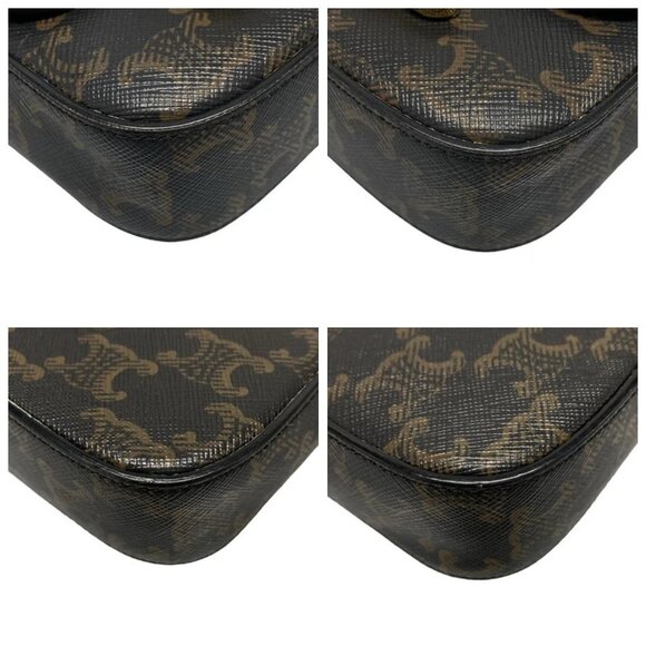 CELINE Triomphe Canvas/Mini Triomphe Tan (Dark Brown) Brown) PVC 1239-032625 - Picture 6 of 14
